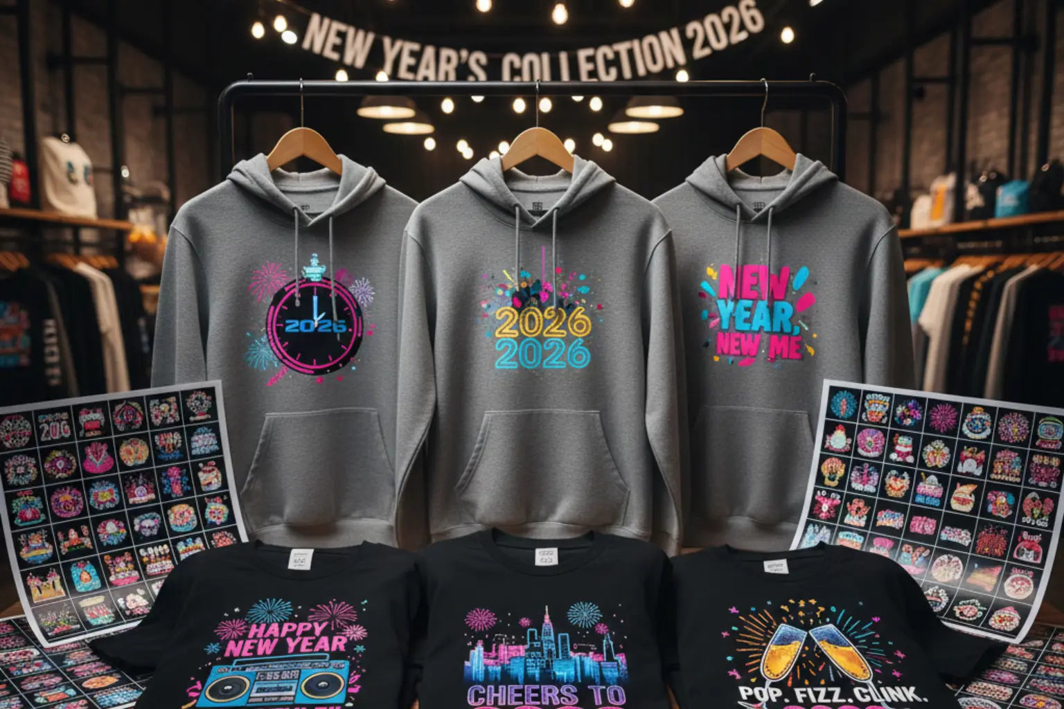 Best-Selling New Year DTF Transfer Designs for T-Shirts & Hoodies