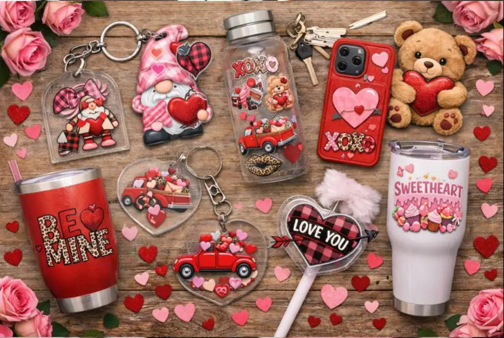 Valentine’s Day UV DTF Transfers for Custom Gifts & Merchandise